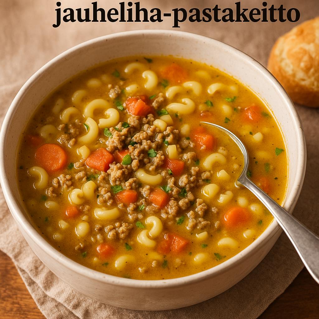 Kultainen jauheliha-pastakeitto